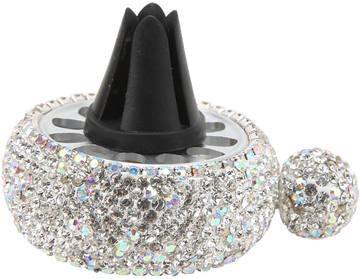 Elzusha - Sparkly Rhinestone Car Air Vent Geurdecoratie - Auto-interieuraccessoire - Wit - Geurhanger - Perfect voor autobezitters - Universeel voo...