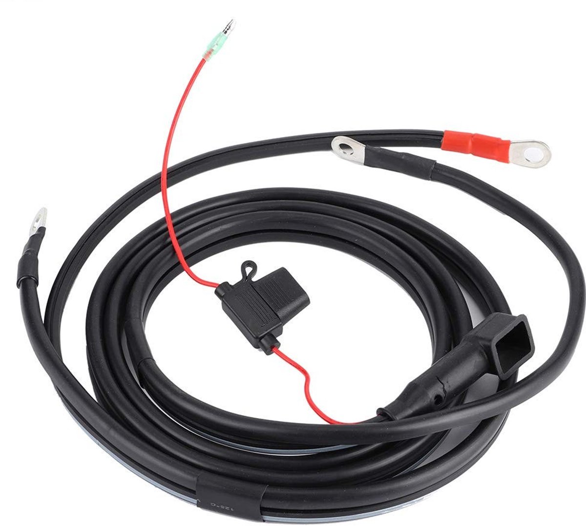 Elzusha - Buitenboordaccukabel - Lichtgewicht - Veilig en betrouwbaar - Zwart - Antirust - Geschikt voor 12V DC batterij - 2 m lengte