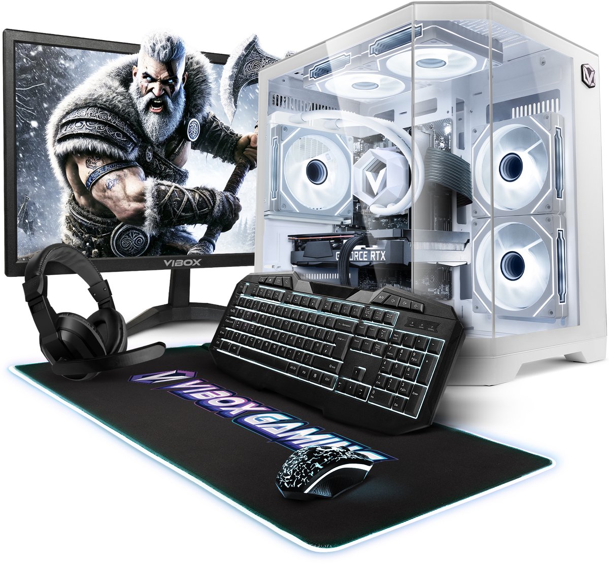 Vibox Gaming PC Set - Intel i7 12700KF - RTX 5060 Ti - 16GB RAM - 1TB SSD - Windows 11 - WiFi 6 + Bluetooth 5.4 - 23" Monitor + Accessoires