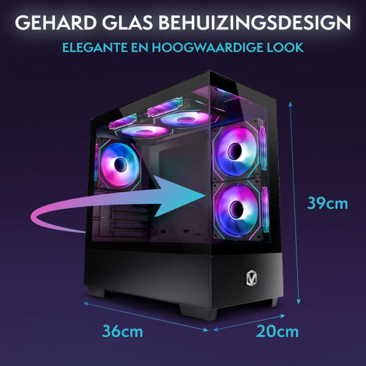 Vibox Gaming PC Set - Ryzen 3 3200G - Onboard Videokaart - 16GB RAM - 1TB SSD - Windows 11 - WiFi 6 + Bluetooth 5.4 - 22" Monitor + Accessoires thumbnail 5
