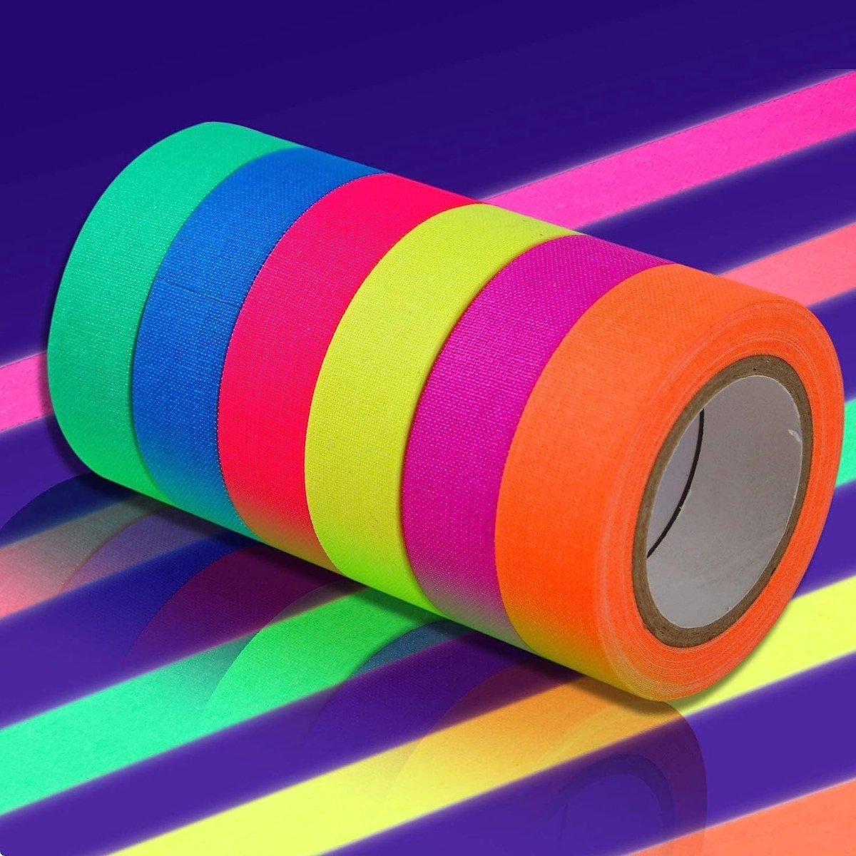 Zeynomax - Neon plakband - Fluorescerend tape - 6 kleuren - Handig voor feestdecoratie - Creatieve kunstprojecten - Perfect voor handwerk