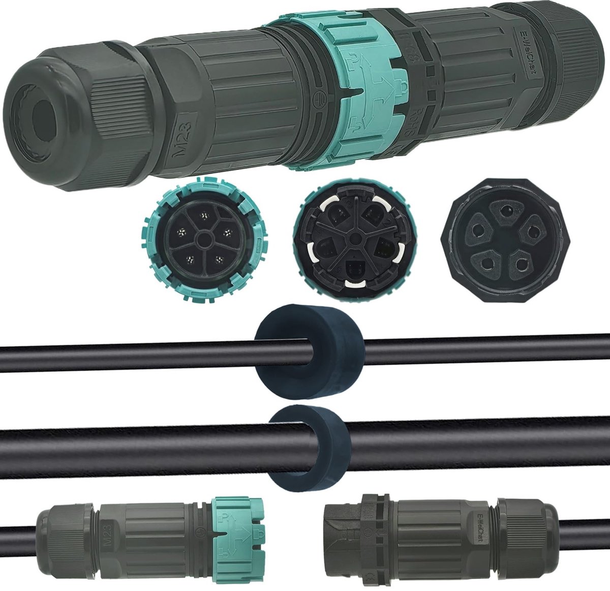 Jhubersproducts - Outdoor kabelverbinder - Waterdicht - IP68 - Kabelmof - 5-polig - Voor kabeldiameter 9-14 mm - Geschikt voor buitengebruik