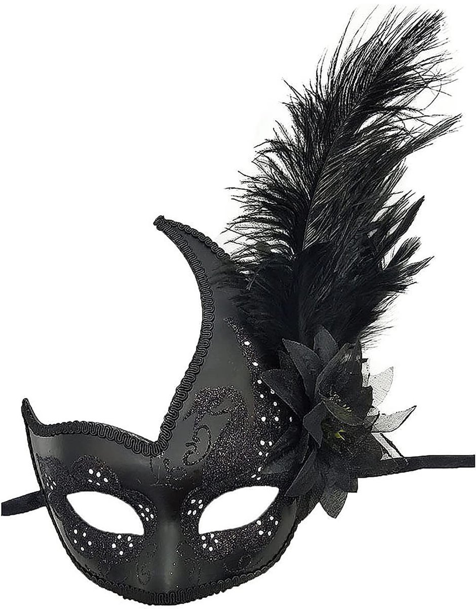 Jhubersproducts - Venetiaans masker - Veermasker voor dames - Oogmasker met strass en bloemen - Perfect voor carnaval en themafeesten - Comfortabel en