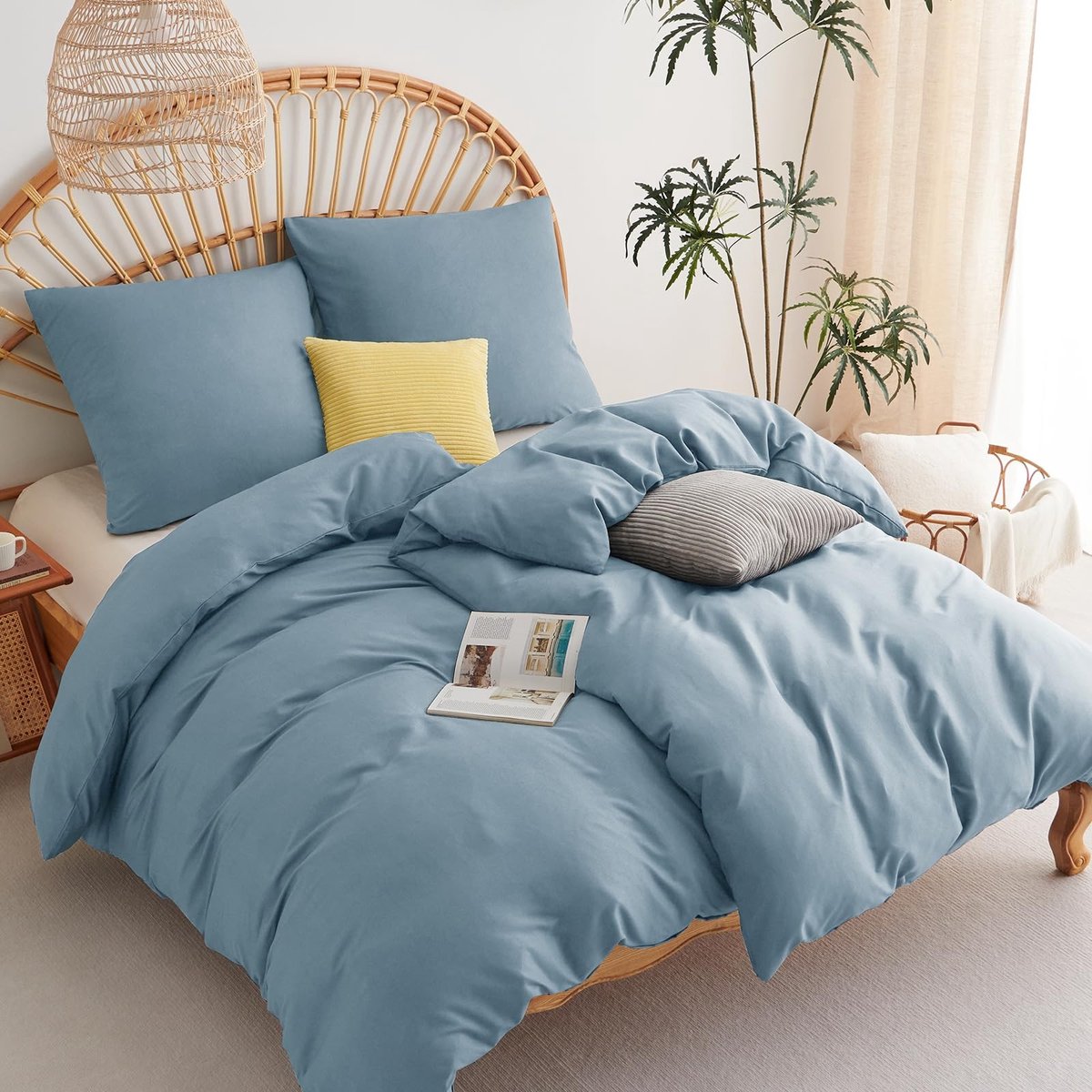 Smoakez - Dekbedovertrek Set - 2 dekbedovertrekken 135x200 cm - Beddengoed 100% microvezel - Mineraalblauw - Ademend - Perfect voor een rustgevende...
