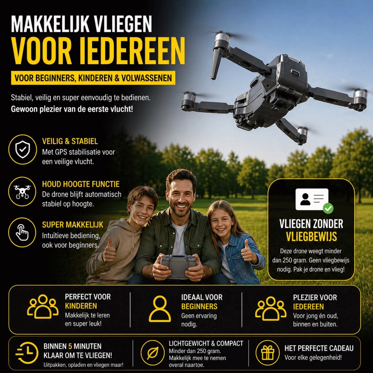 Killerbee GX4 Nighthawk - Drone met camera, GPS en schermcontroller - Geschikt voor Kinderen, beginners en volwassenen – foto 4
