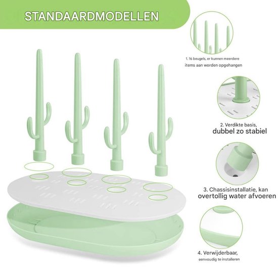 longziming -Flessendroger - Flessenrek - Droogrek Voor Babyflesjes - Hygiënisch Luchtdoorlatend Ontwerp - Opvouwbaar En Ruimtebesparend - Cactusvormig Design - Houdt Aanrecht Schoon En Georganiseerd - 1 Stuk van longziming — afbeelding 3