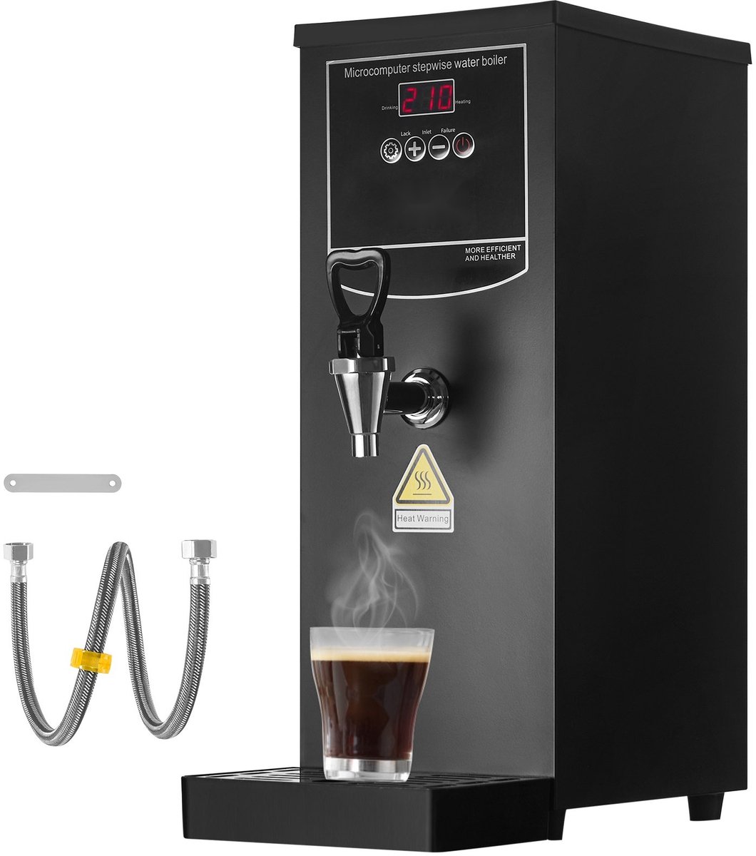 Warmwaterdispenser - 10 L Horeca Waterkoker/Boiler - 1,5 kW Vermogen - 316 RVS Verwarmingselement - Snelle Opwarming - Traploze Temperatuurregeling - 50 L/u Uitgifte