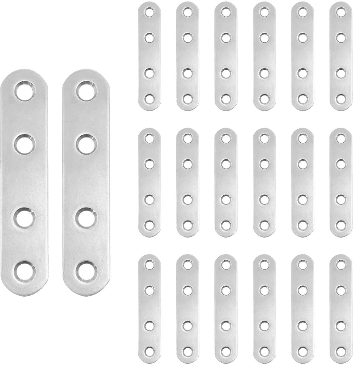 Dailygoods - Platte Connector - Verbindingsplaten - Stevige bevestiging voor houten meubels - Zilver - Geperforeerde platen - Perfect voor stabiliteit