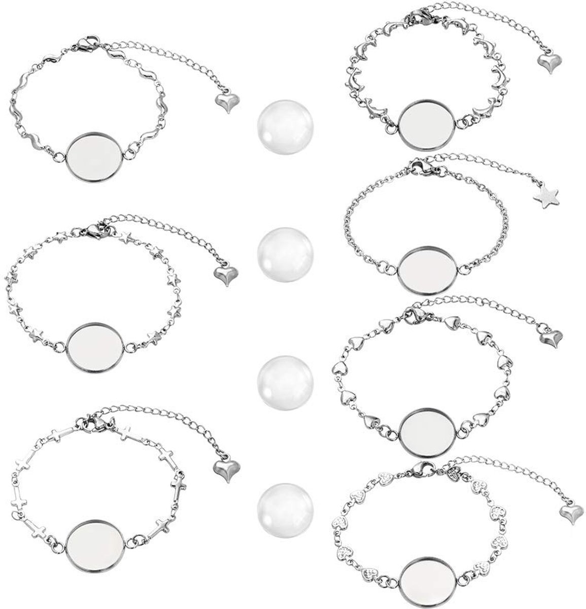 Dailygoods - Armband Bezel Instellingen - DIY Sieraden Maken - 28 Stuks - Met Glazen Cabochons - Creatieve Hobby's
