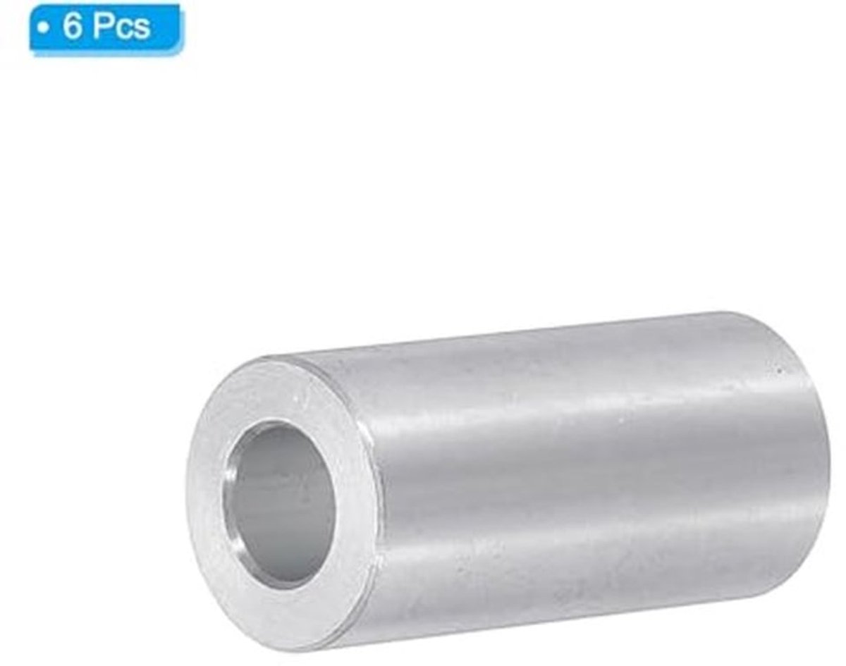 M6 Aluminium Spacers - 6 Stuks - 6.2mm ID x 12mm OD x 25mm L - Ronde Spacer voor M6 Schroeven