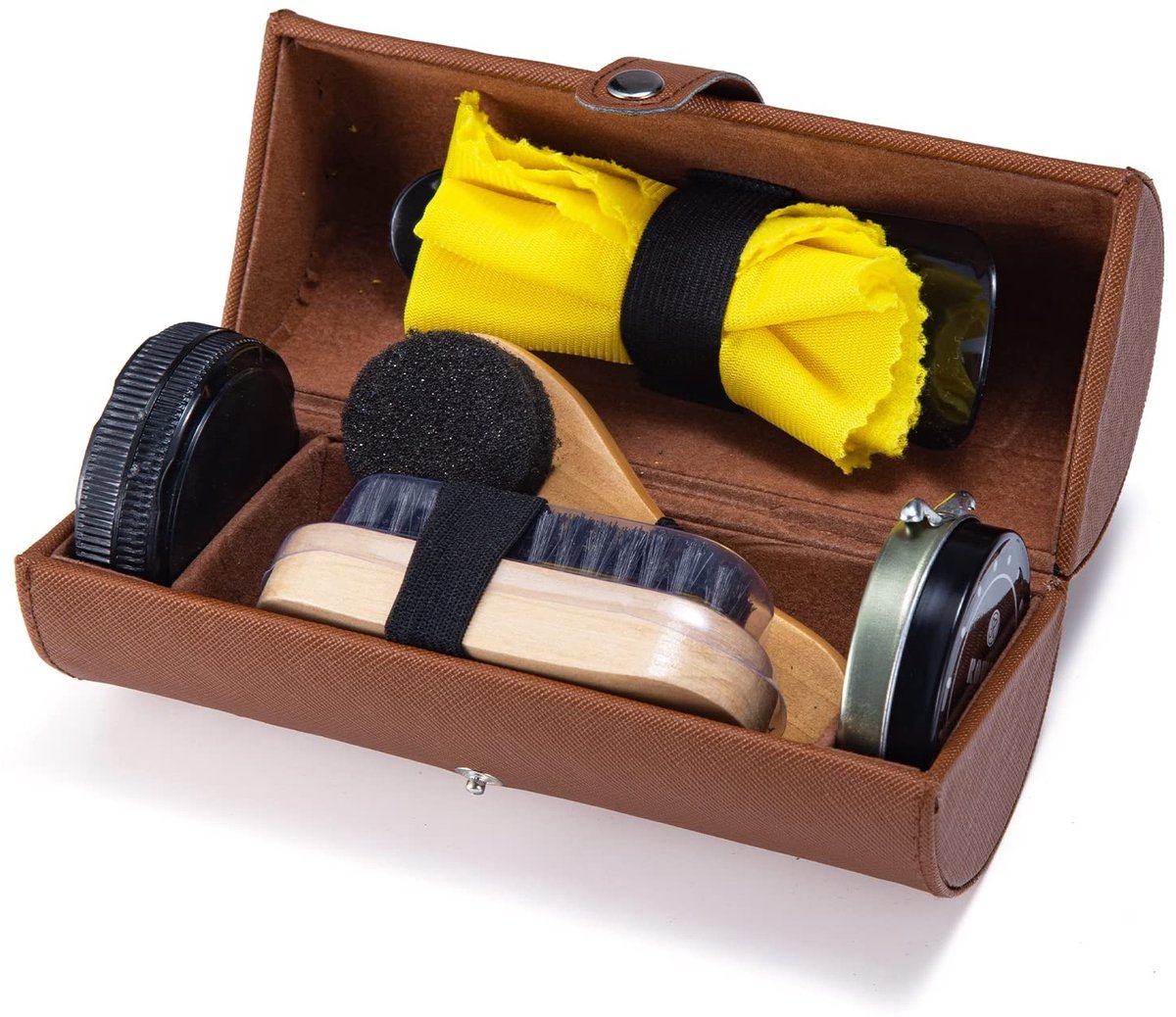 Dailygoods - Schoenpoetsset - Schoenverzorging - Luxe Travel Case - Bruin - Leeronderhoud - Perfect voor Lederen Schoenen - 7-delige Set