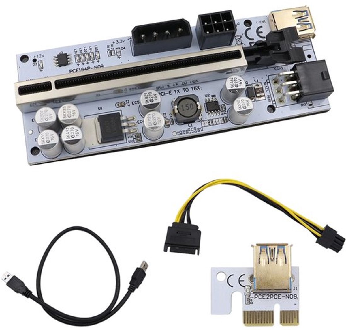M.2 NGFF naar PCI-E 16X GPU Riser Card - Adapter met 8 Condensatoren - Voor Crypto Mining
