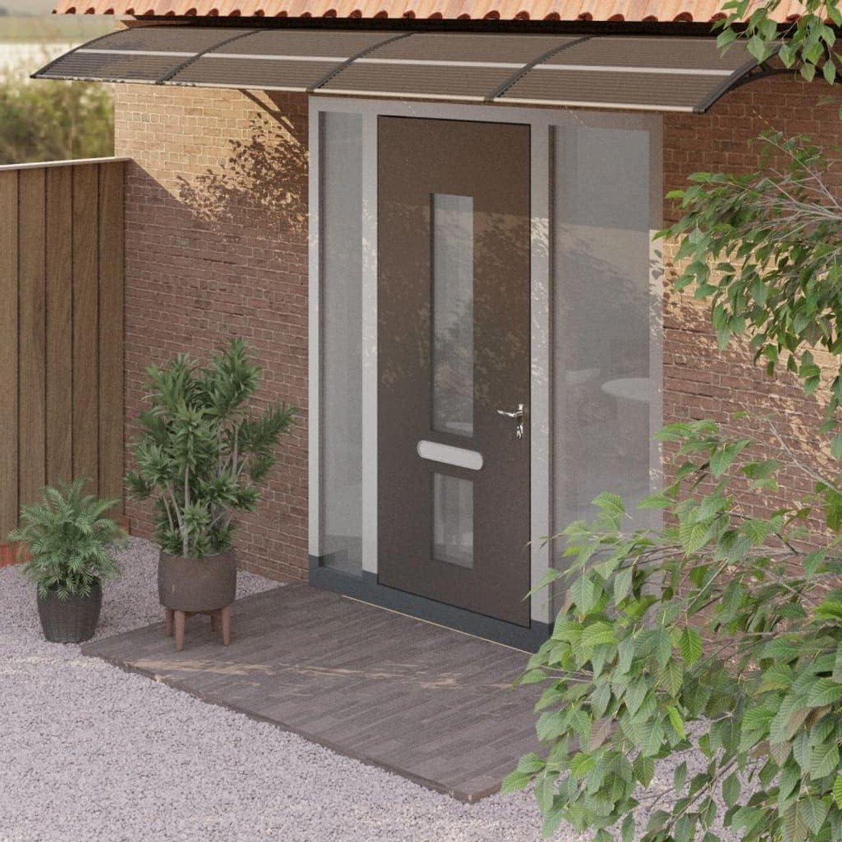 Deurluifel - Terrasoverkapping - Bescherming Buiten - Weerbestendig Polycarbonaat - 400 x 80 cm - Zwart