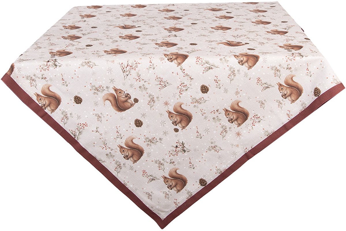 Clayre & Eef Tafelkleed 100x100 cm Beige Katoen
