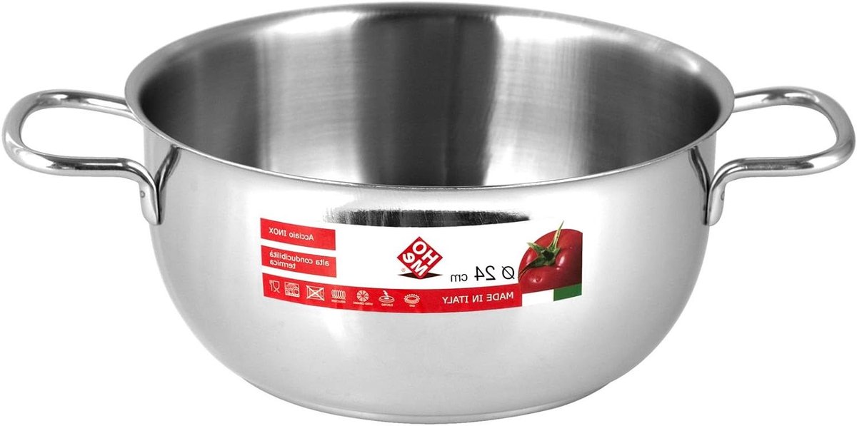 Kookpan RVS - Steelpan Keuken - Maken van Sauzen - Twee Handvatten - 24 cm - Zilver