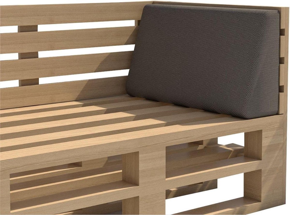 Pallet Kussen - Zitkussen Tuin - Comfortabel Zitten - Waterafstotend Polyester - 60x40x10/20 cm - Grijs