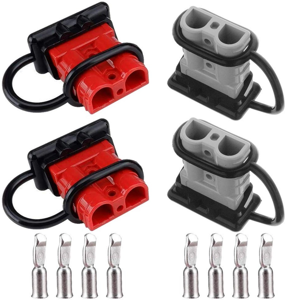 Allecto - Accuaansluiting 50 A - Snelaansluiting - Eenvoudig te installeren - Rood en grijs - Connector voor camper - Geschikt voor trekhaak - 600 V