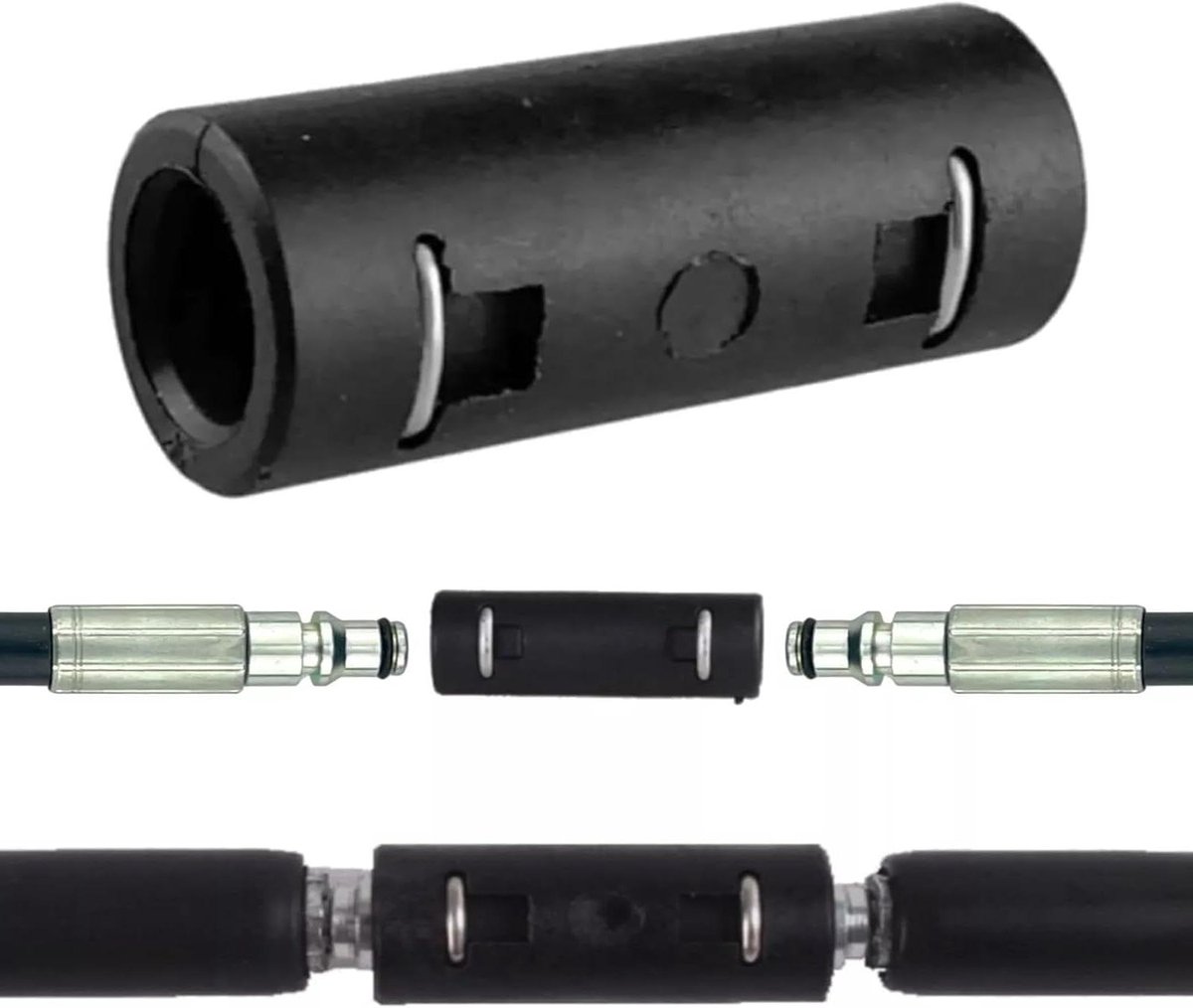 Hogedrukverlenging Adapter - Slangkoppeling Verloopstuk - Hogedrukslangen Koppelen - Quick Connect Technologie - 4 Centimeter - Zwart