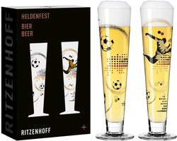 Ritzenhoff Bierglazen Set - Voetbal Design - 2 Stuks - Kristalglas - 385 ml - Bier Glas - Bierglazen voor Pils en Speciaal Bier - Geschikt voor de Vaatwasser - Made in Germany
