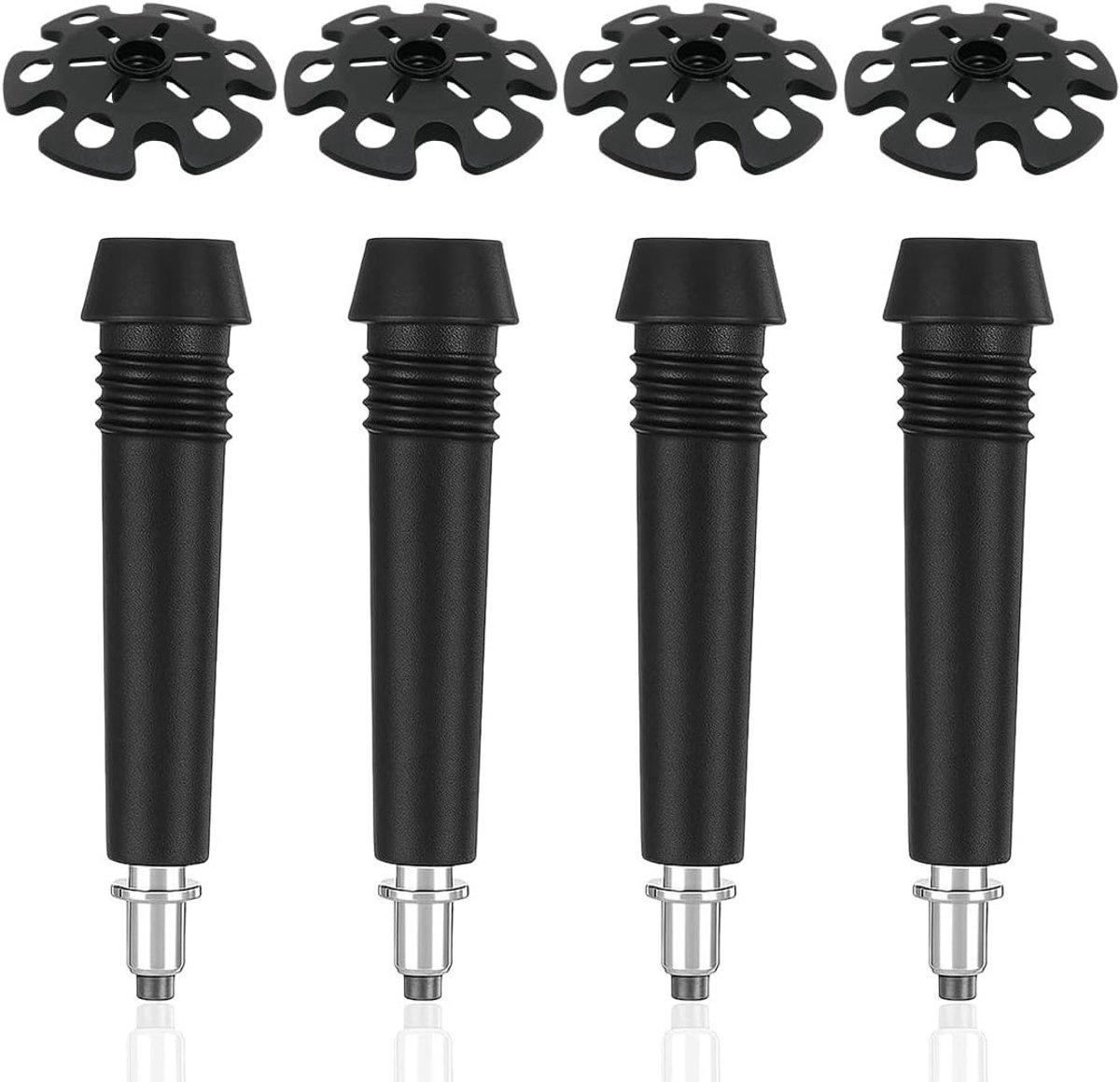Set van 8 accessoires voor trekkingstokken: reservepunten en schijven voor sneeuw, ideaal voor winterwandelen, skiën en bergbeklimmen