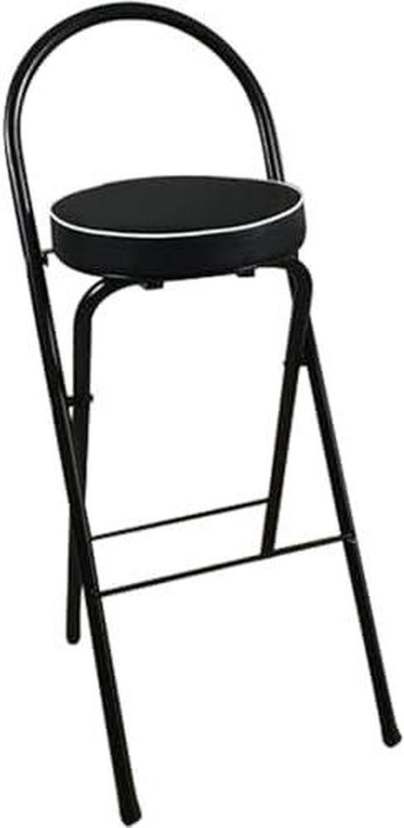 Draagbare Kruk - Opvouwbare Barkruk - Ruimte Besparen - Met Rugleuning - Zithoogte 69 cm - Zwart