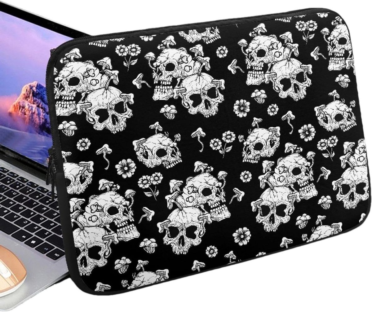 Laptophoes - Draagtas Computer - Bescherming Laptop - Uniek Schedel Design - 15 inch - Zwart