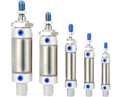 Luchtcilinder - Mini cilinder - Industriële automatisering - Dubbelwerkend ontwerp - 100 mm slag - Zilver
