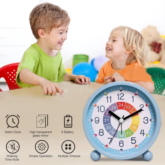 Digitale wekker - Kinderwekker Analoog - Kinderkamer decoratie - Geruisloos slapen - Normale maat - Blauw — afbeelding 4