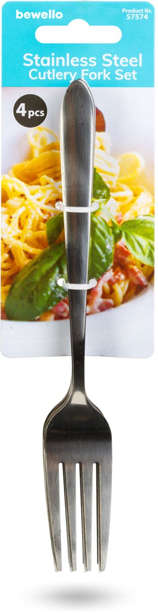 RVS Vorkenset 4 Stuks – Roestvrijstalen Bestek Set – Moderne Tafelforks – Vaatwasserbestendig – Ergonomische Handgreep – Keukengerei en Tafelbestek voor Dagelijks Gebruik [57574]