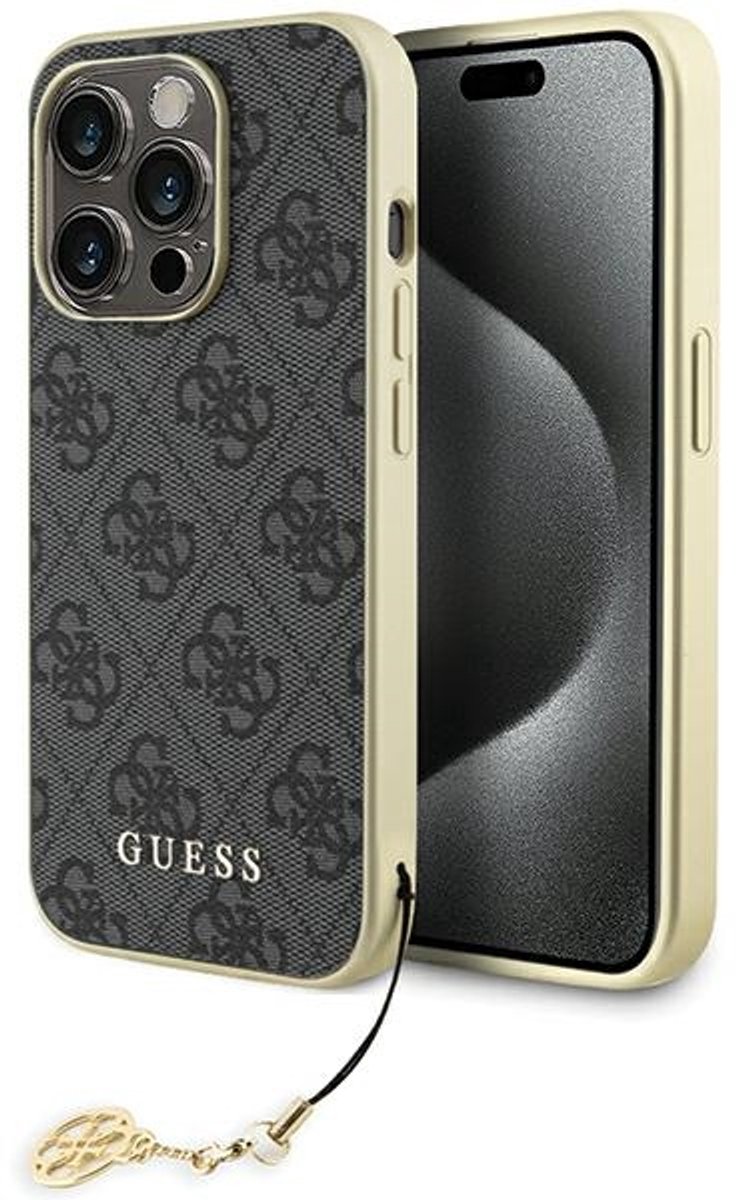 Guess 4G Charms Back Case - Geschikt voor Apple iPhone 15 Pro (6.1") - Grijs