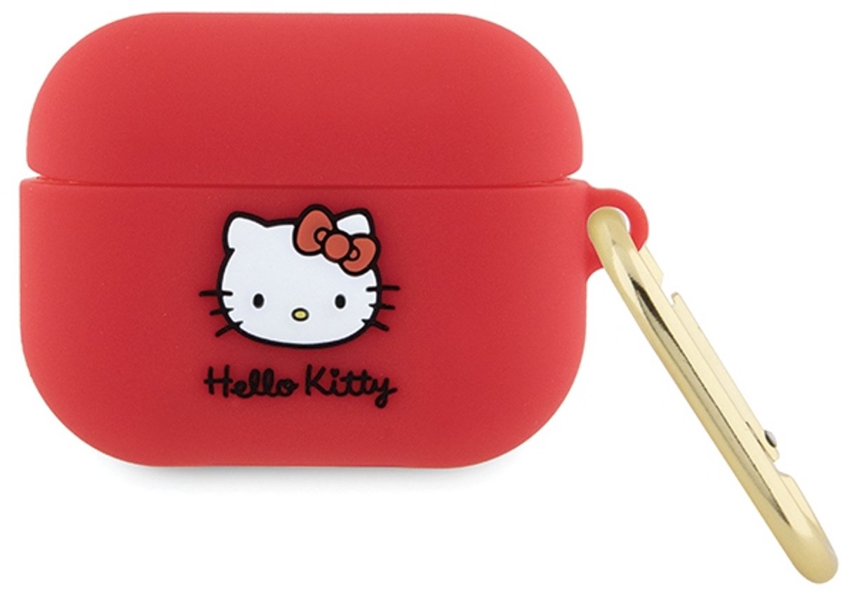 Hello - Kitty - Siliconen 3D Kitty Hoofdhoes voor AirPods Pro - Rood