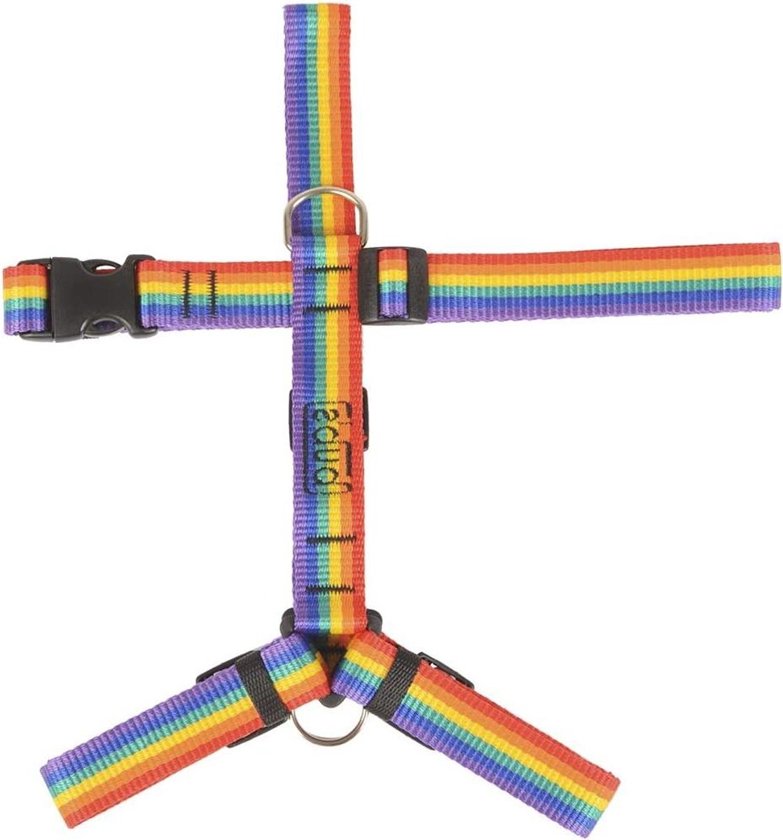 Hondentuig Anti Trek - Honden Harnas - Ontspannen Wandelen - Twee Bevestigingsringen - 43-74 cm Nek - Regenboog