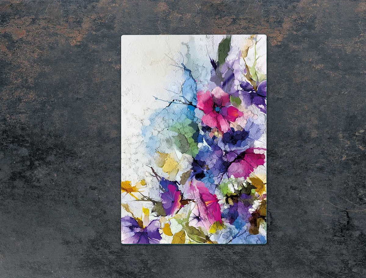 TMK ArtDeko - Snijplank - Glas - 35x52 cm - Bloemenontwerp