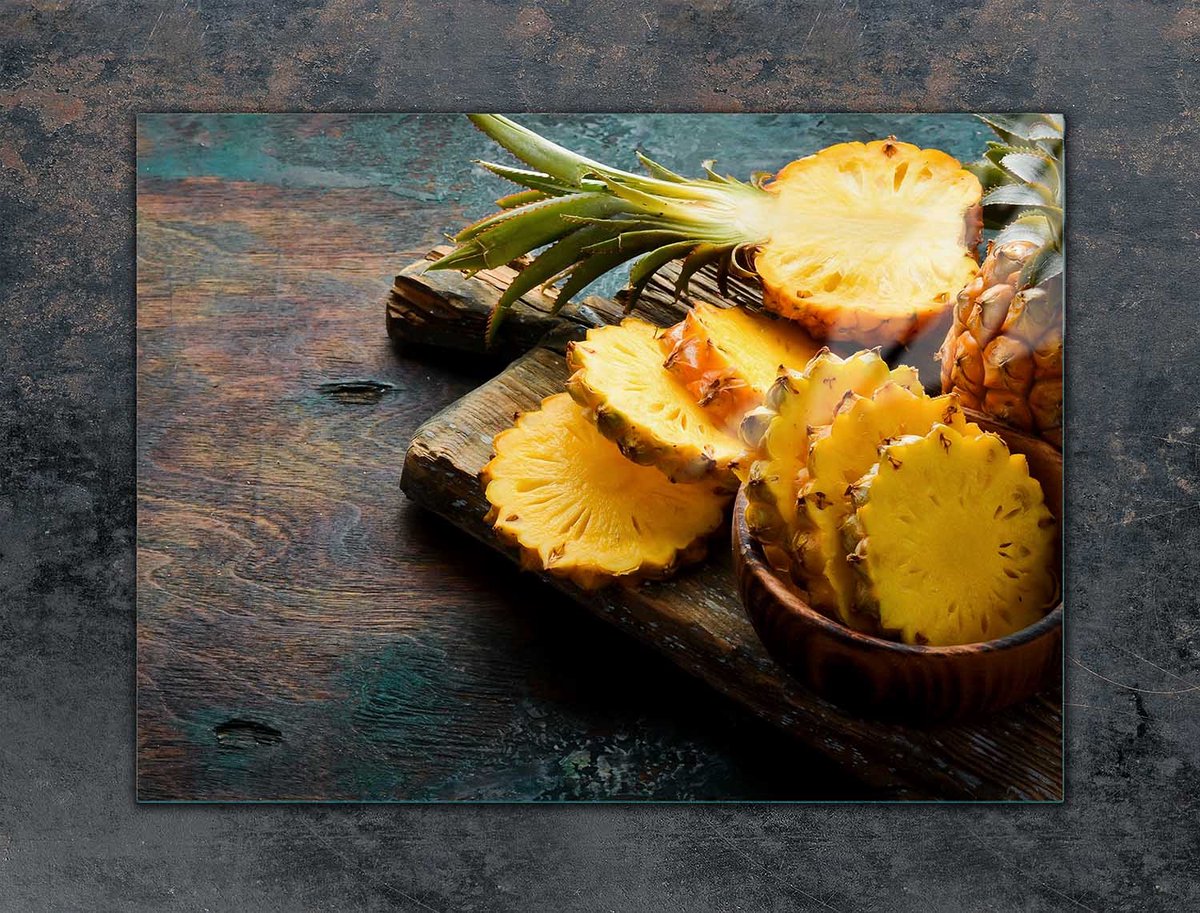 TMK ArtDeko - Serie Ananas - Veiligheidsplaat - Gehard Glas - 70x52 cm