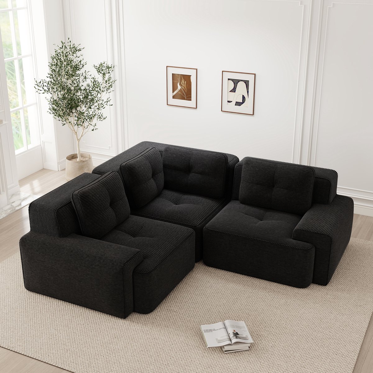 MODFU Modulaire Hoekbank - Diepe Zitting En Antislip - Minimalistisch - Voor Woonkamer - R