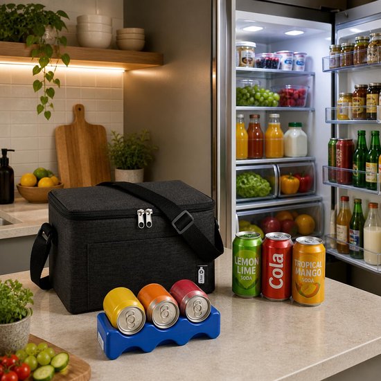 Impression Koeltas / lunchtas Isabella - voor sixpack blikjes - 3 liter - zwart - incl koelelement van Impression — afbeelding 5