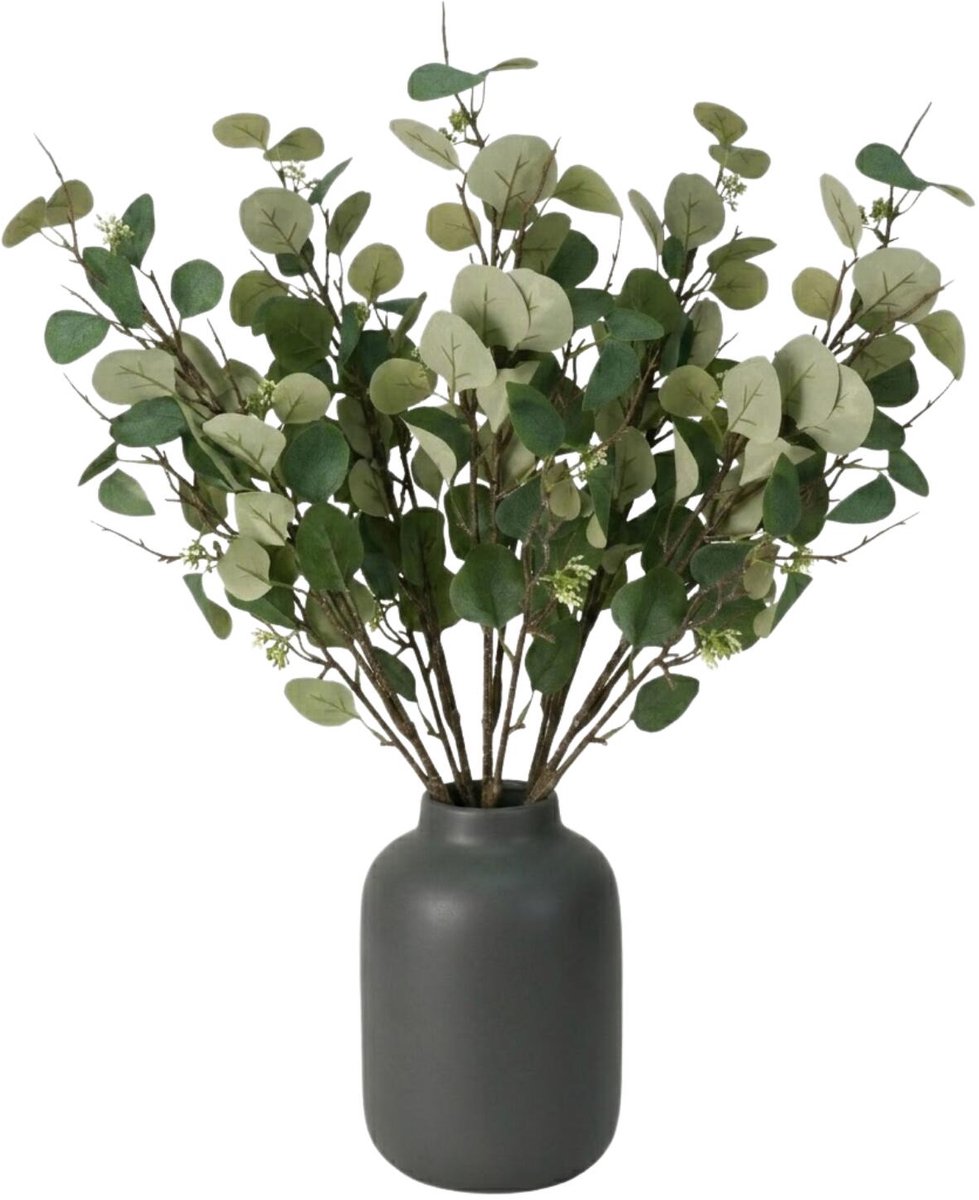 Bellatio Design Kunstplant takken Eucalyptus Narvik - 6x - 92 cm - lichtgroen - kunst zijdebloemen