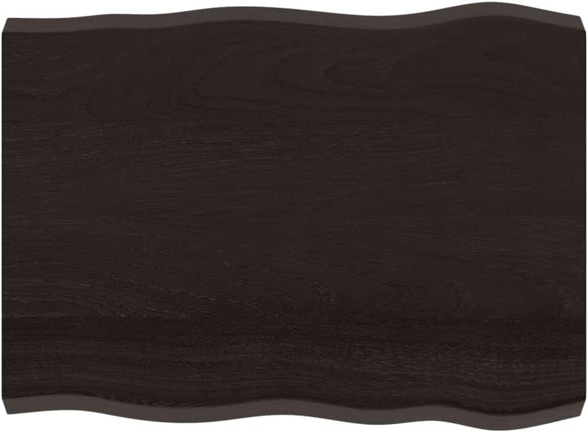 Houten Tafelblad - Plank Hout - Tafel Opknappen - Natuurlijke Rand - 80x60 cm - Donkerbruin