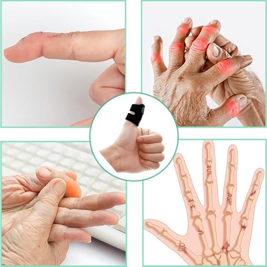 Set van 4 Vinger Splints voor Middenvinger en Duim - Ondersteuning bij Trigger Finger, Tendonitis en Artritis — afbeelding 2
