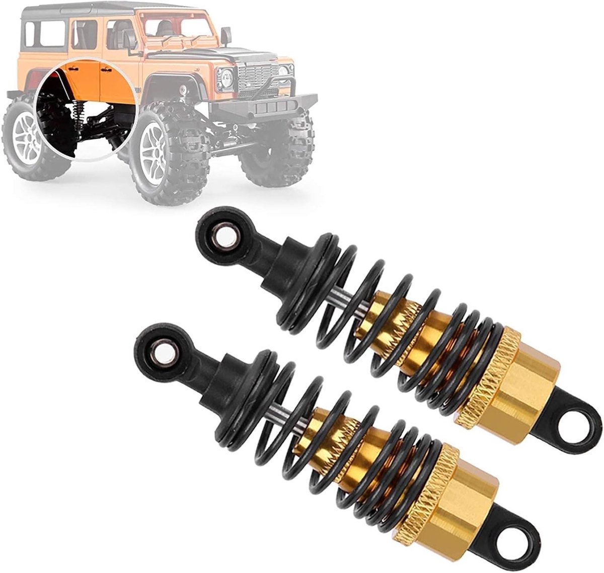 Schokdempers voor 1/10 RC Auto, Set van 2, 68 mm, Metaal, Gouden Dempers, RC Accessoires en Vering