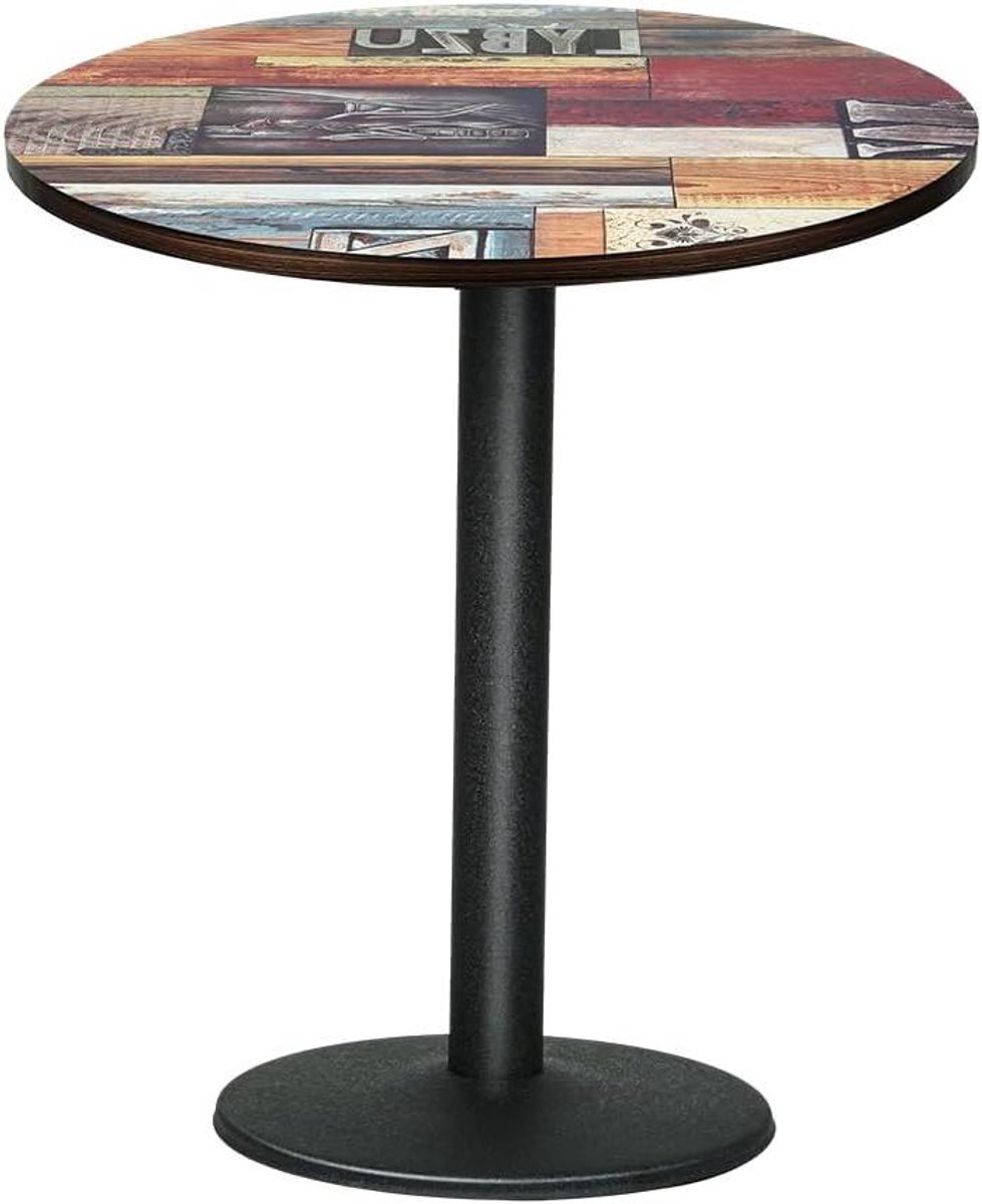Eettafel Rond - Keukentafel Salontafel - Gezellig Dineren - Decoratieve Wijzerplaat - 70x72 cm - Parketlook