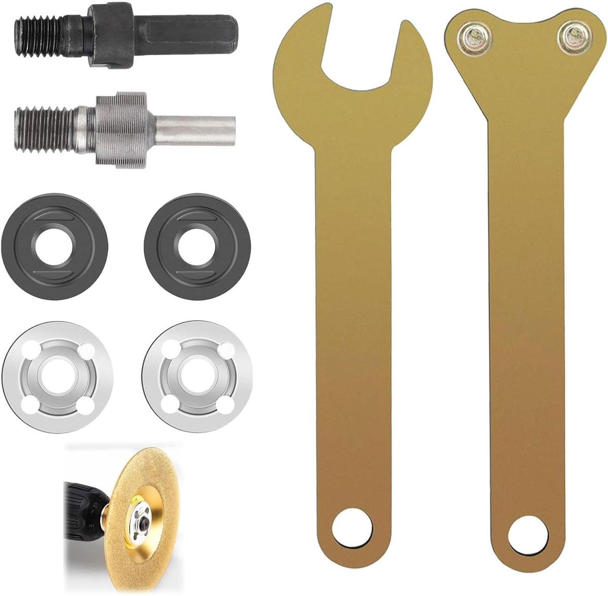 Haakse Slijper Accessoireset - Motoras Koppelingen Set - Slijpen en Polijsten - Hoge Compatibiliteit - 10 mm Adapter - Metaal
