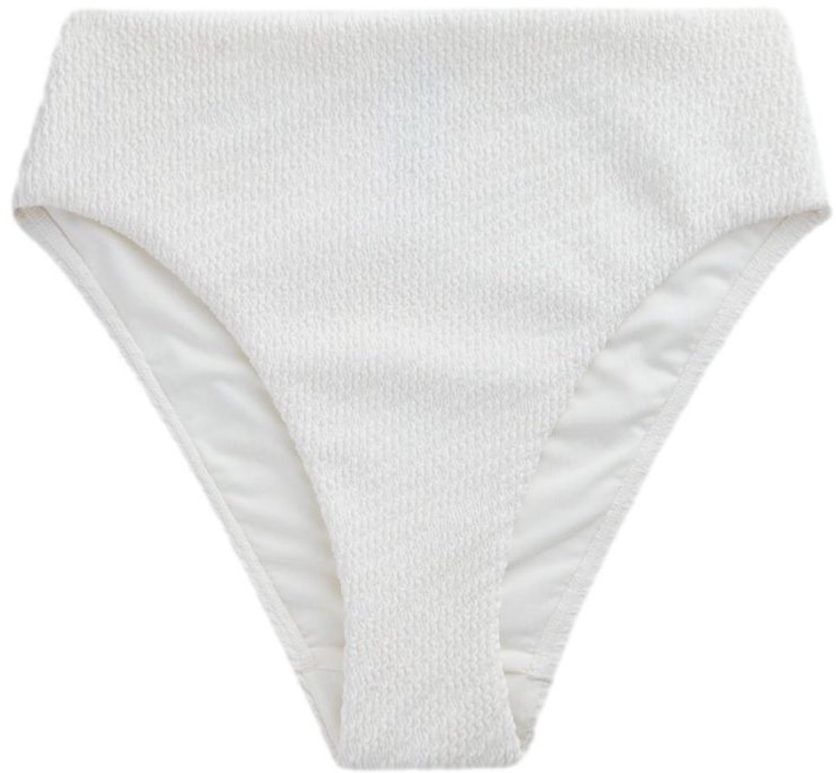 Next Dames - Bikinislip met hoge taille en hoge beenuitsnijding - Wit Cream Crinkle
