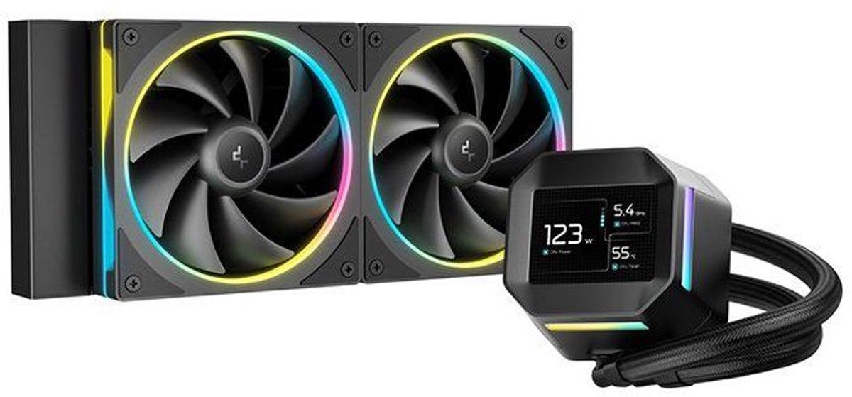 DEEPCOOL - R-LM240-BKDMMC-1 - Waterkoeling - 240 mm AIO - 2,4 inch IPS-scherm - Zwart - Pomp van de 6e generatie - 2500 tot 3400 RPM