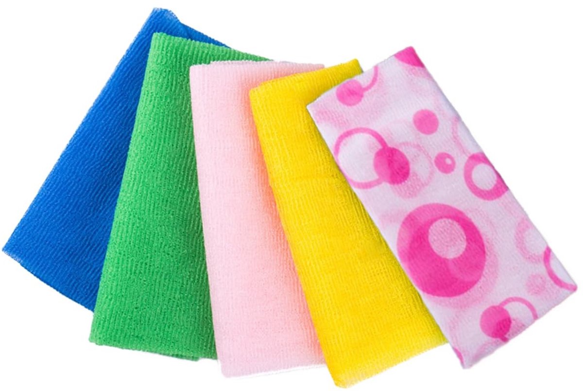 Dailygoody - Peeling badhanddoeken - Nylon - Licht en compact - 5 stuks - Ideaal voor dagelijkse reiniging - Geschikt voor mannen en vrouwen