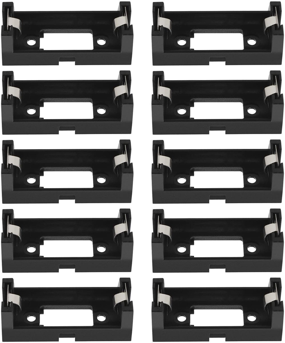 Dailygoody - CR123A Batterij Houder - 10 stuks - Duurzaam en gebruiksvriendelijk - Zwart plastic en metaal - 2-pins design - Geschikt voor toepassingen