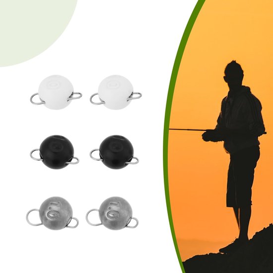 Store_8 - Tungsten Cheburashka Visgewichten - 12 Stuks - Perfect voor Zoet- en Zoutwatervissen - Glow, Zwart, Zilver - Karper, Bas, Kabeljauw van Merkloos — afbeelding 5