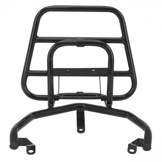 Porte-bagages pliable noir pour scooter Peugeot Kisbee, vue frontale.