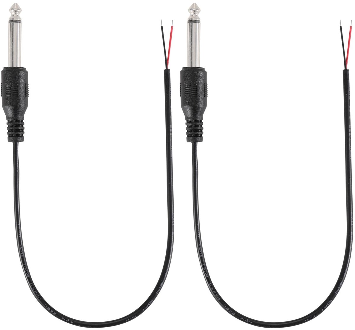 Dailygoody - audio kabel - 0.3M - mono - microfoon - speaker - 6.35mm - 2Pcs - zwart