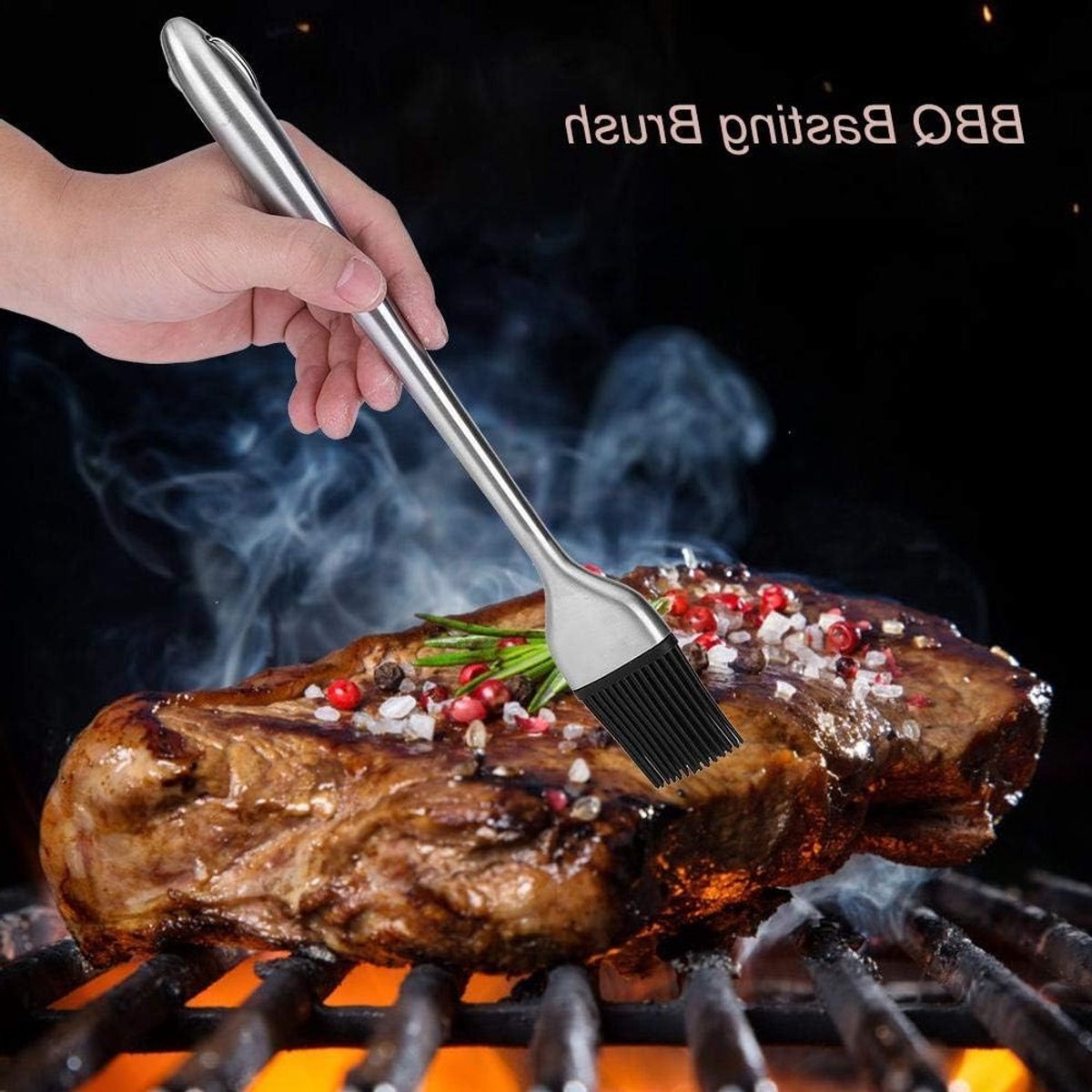 Siliconen Basting Brush met RVS Handvat voor Barbecue, Bakken en Koken - Hittebestendig Keukengerei voor Perfecte Smaak